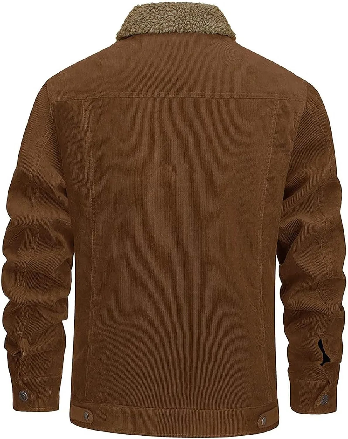 Mens Fleece Sherpa Lined Corduroy Jacket Slim Fit Button Down Trucker Jackets with Pockets Turn Down Collar Jacket