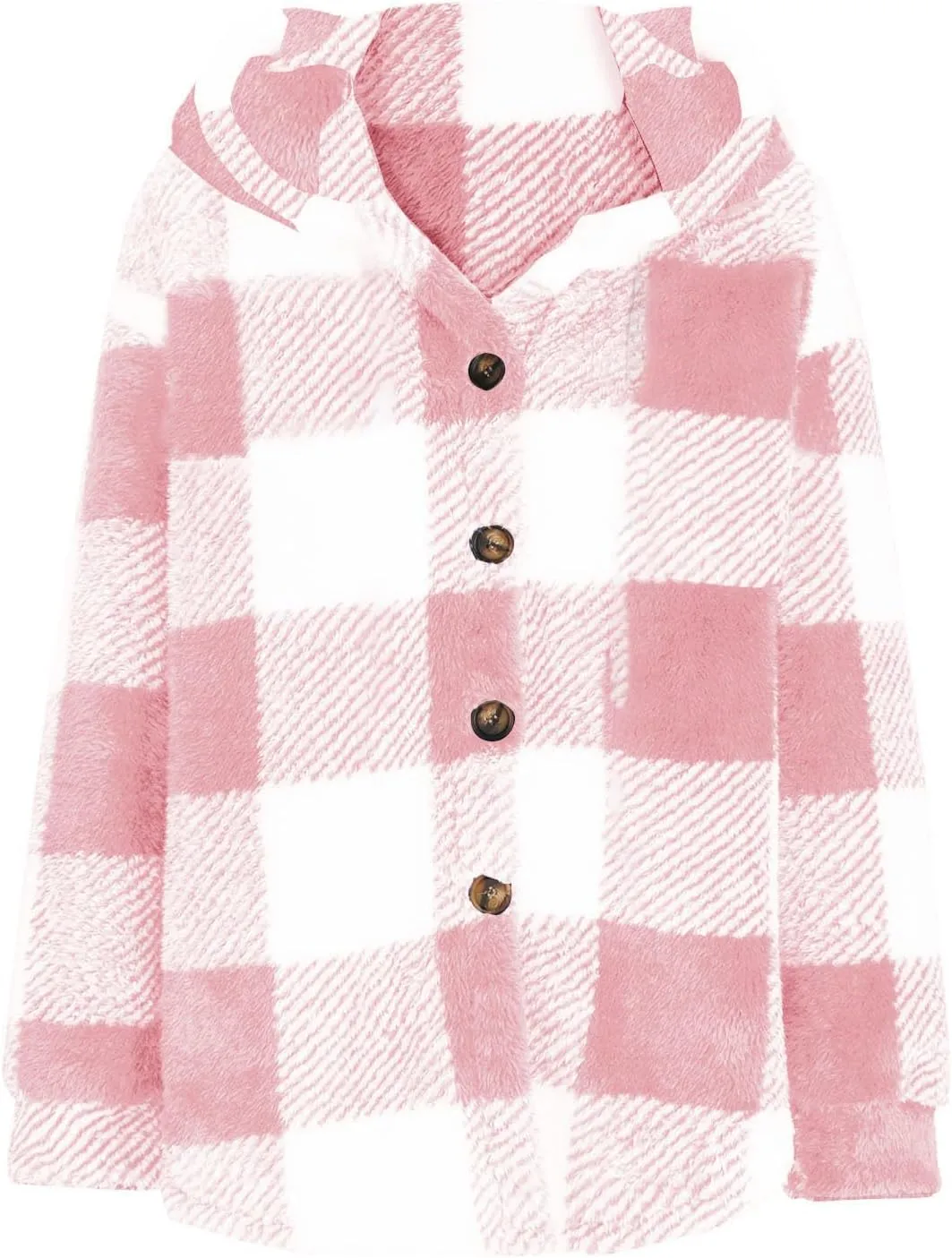 Men's Fuzzy Sherpa Jackets Fleece Hoodie Casual Warm Winter Jacket Button Down Long Sleeve Plaid Fall Fashion Outwear