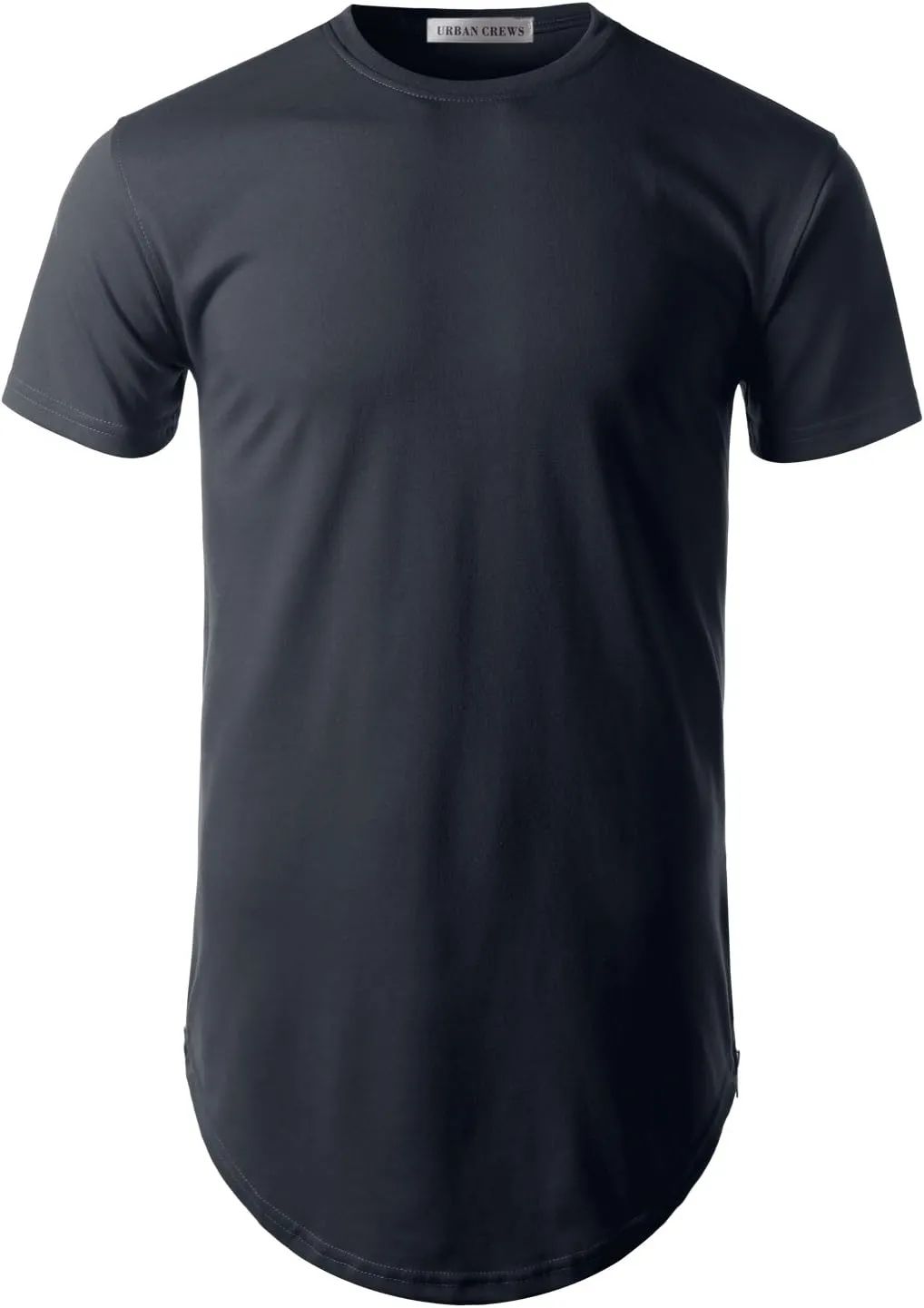 Mens Hipster Hip Hop Basic Longline Crewneck T-Shirt w/Zipper Trim