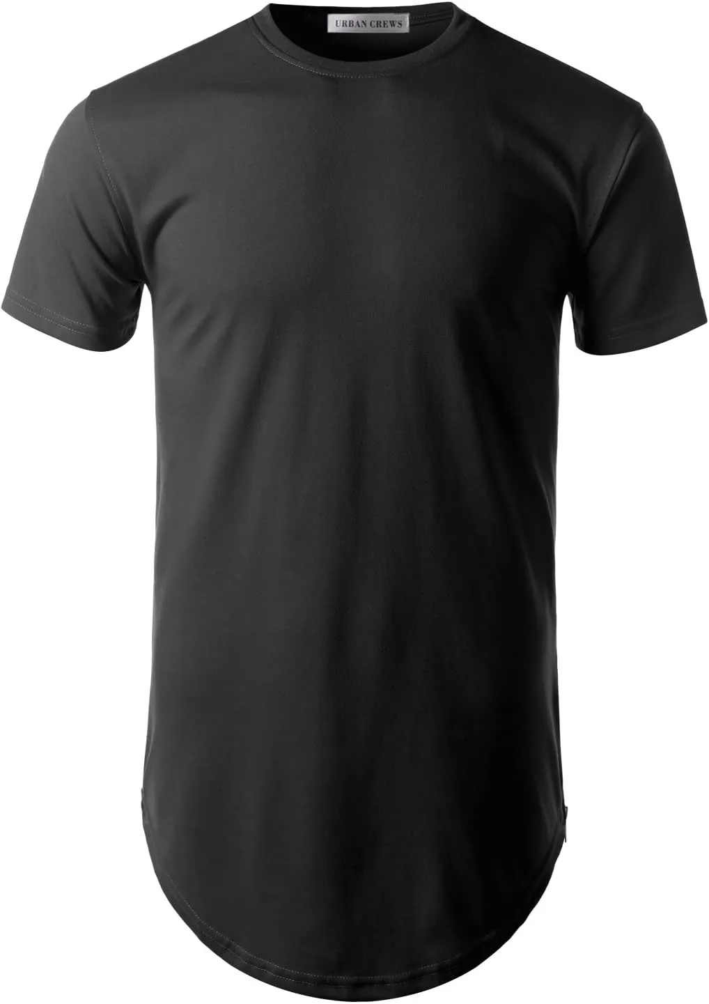 Mens Hipster Hip Hop Basic Longline Crewneck T-Shirt w/Zipper Trim