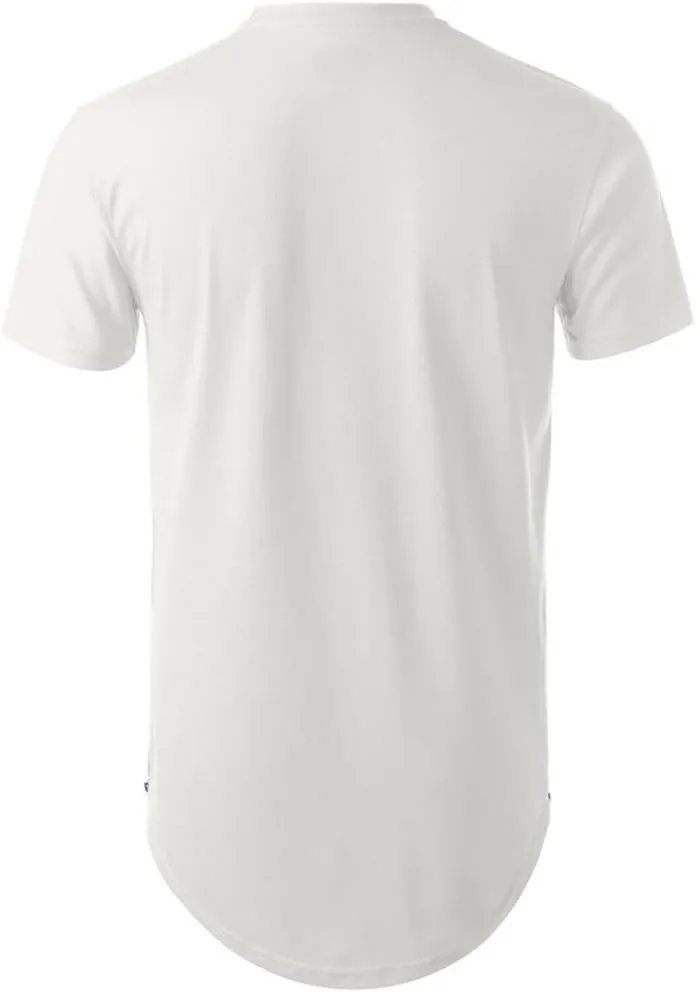 Mens Hipster Hip Hop Basic Longline Crewneck T-Shirt w/Zipper Trim