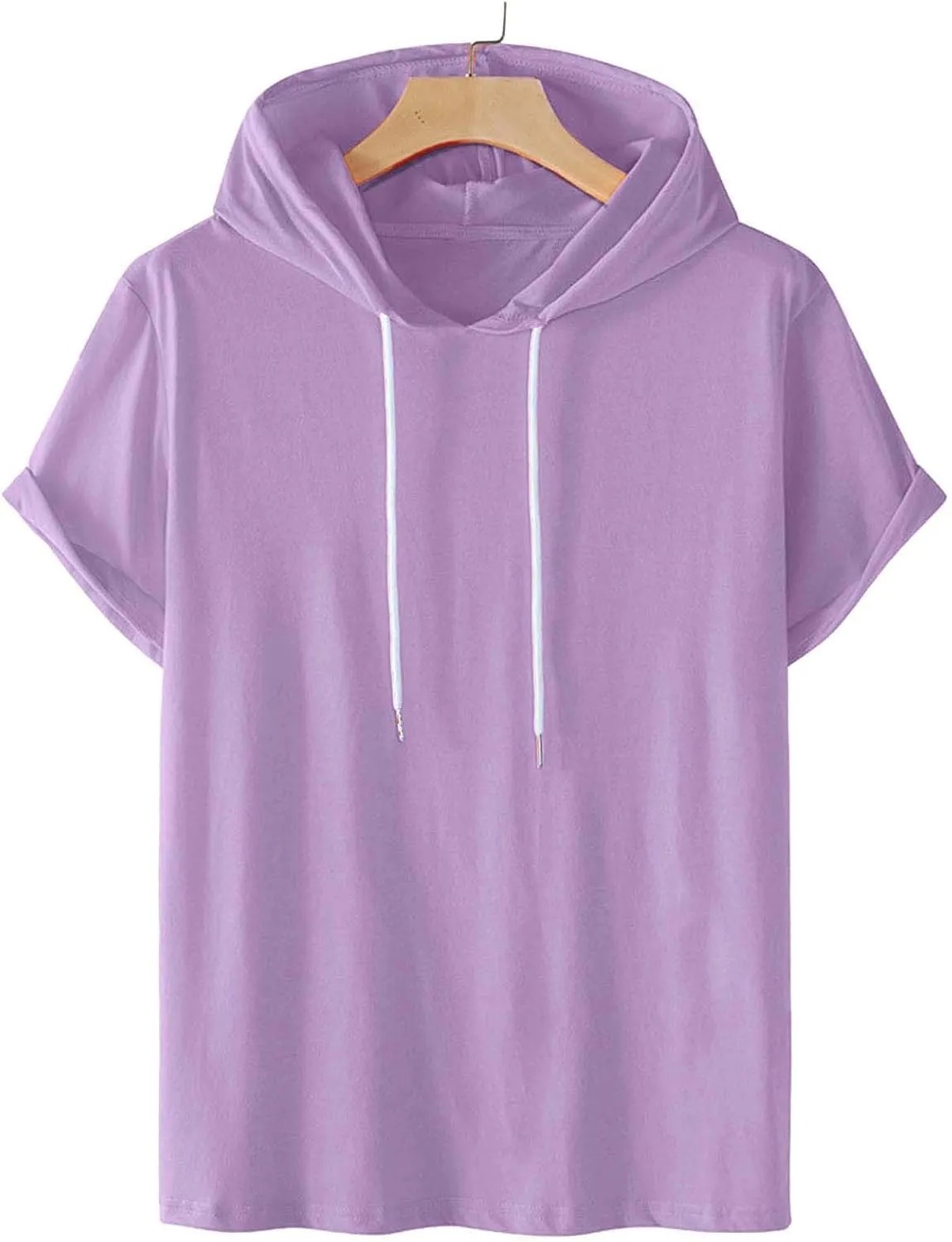 Mens Hoodies T-Shirts Slim Fit Short Sleeve Casual Lightweight Drawstring Hooded Muscle Shirts Workout Gym Sweatshirt