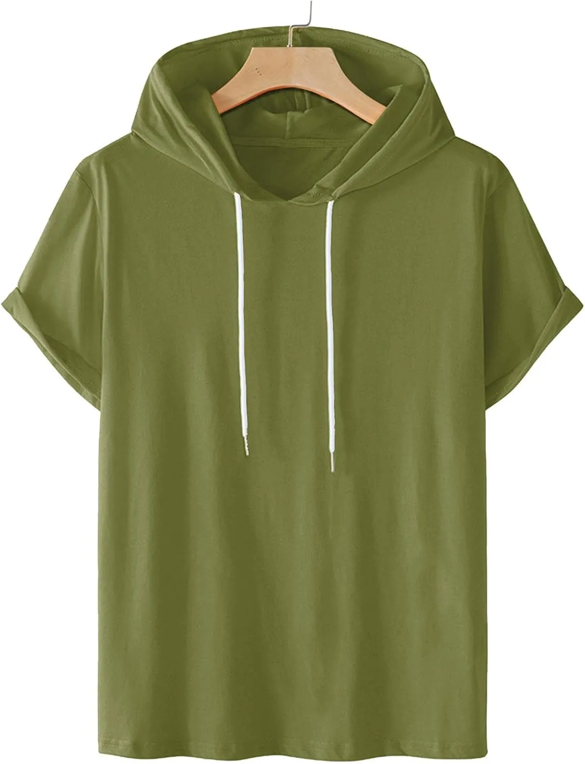 Mens Hoodies T-Shirts Slim Fit Short Sleeve Casual Lightweight Drawstring Hooded Muscle Shirts Workout Gym Sweatshirt
