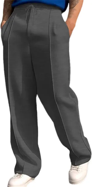 Mens Jogging Pants Mid Waist Relaxed Straight Leg Casual Trousers Vintage Slacks Drawstring Sweatpants Business Pant