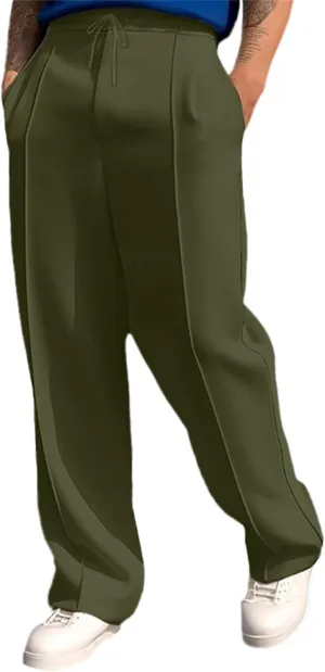 Mens Jogging Pants Mid Waist Relaxed Straight Leg Casual Trousers Vintage Slacks Drawstring Sweatpants Business Pant