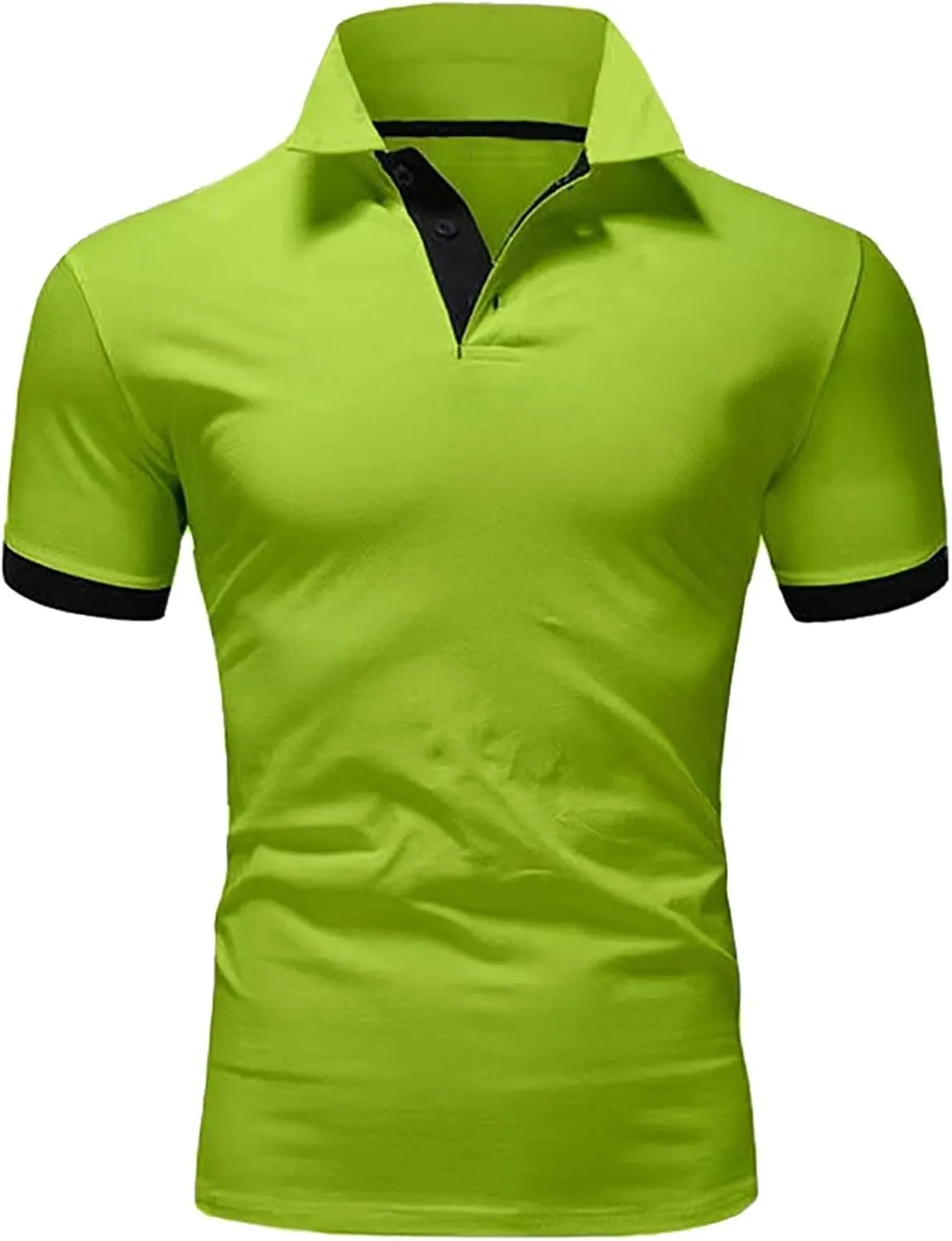Mens Knit Polo Shirts Short Sleeve Casual Polo Sweaters Shirt Button V Neck Lapel Collared Sweater Cotton Basic Tees