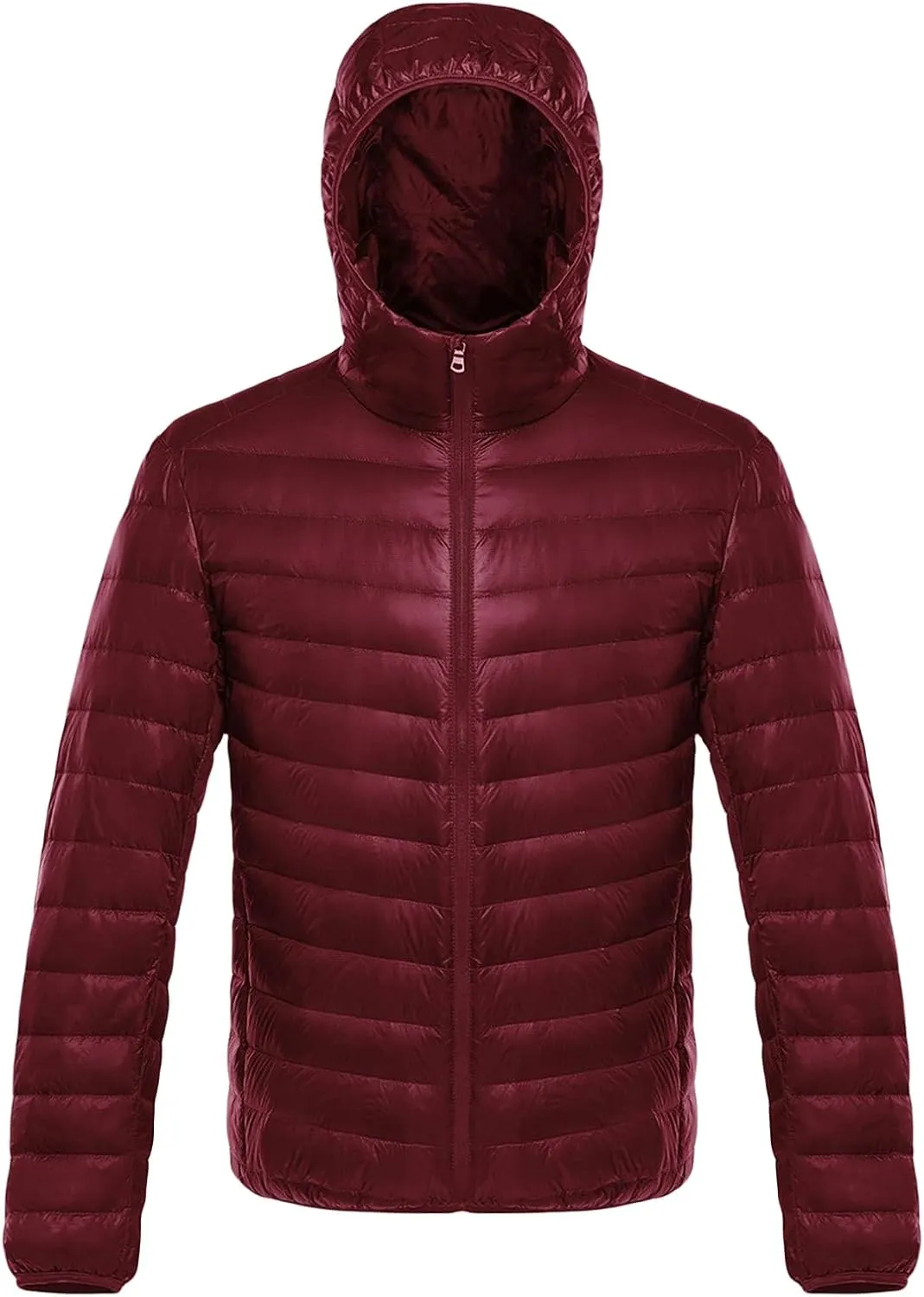 Mens Lightweight Packable Puffer Jacket Hooded Full Zip Water-Resistant Quilted Lined Winter Coats Fall Down Jacket