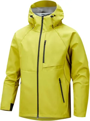 Men's Lightweight Waterproof Rain Jacket Windproof Hooded Jacket Outdoor Rain Coat Zip Up Thin Raincoat with Pockets
