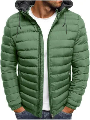 Men's Packable Puffer Jacket Waterproof Hooded Down Coats Quilted Warm Winter Jackets with Zipper Pockets