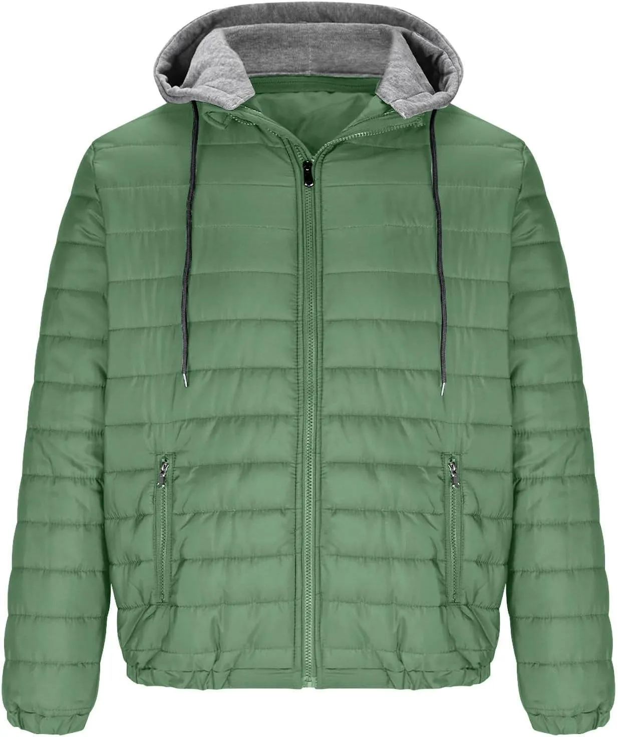 Men's Packable Puffer Jacket Waterproof Hooded Down Coats Quilted Warm Winter Jackets with Zipper Pockets