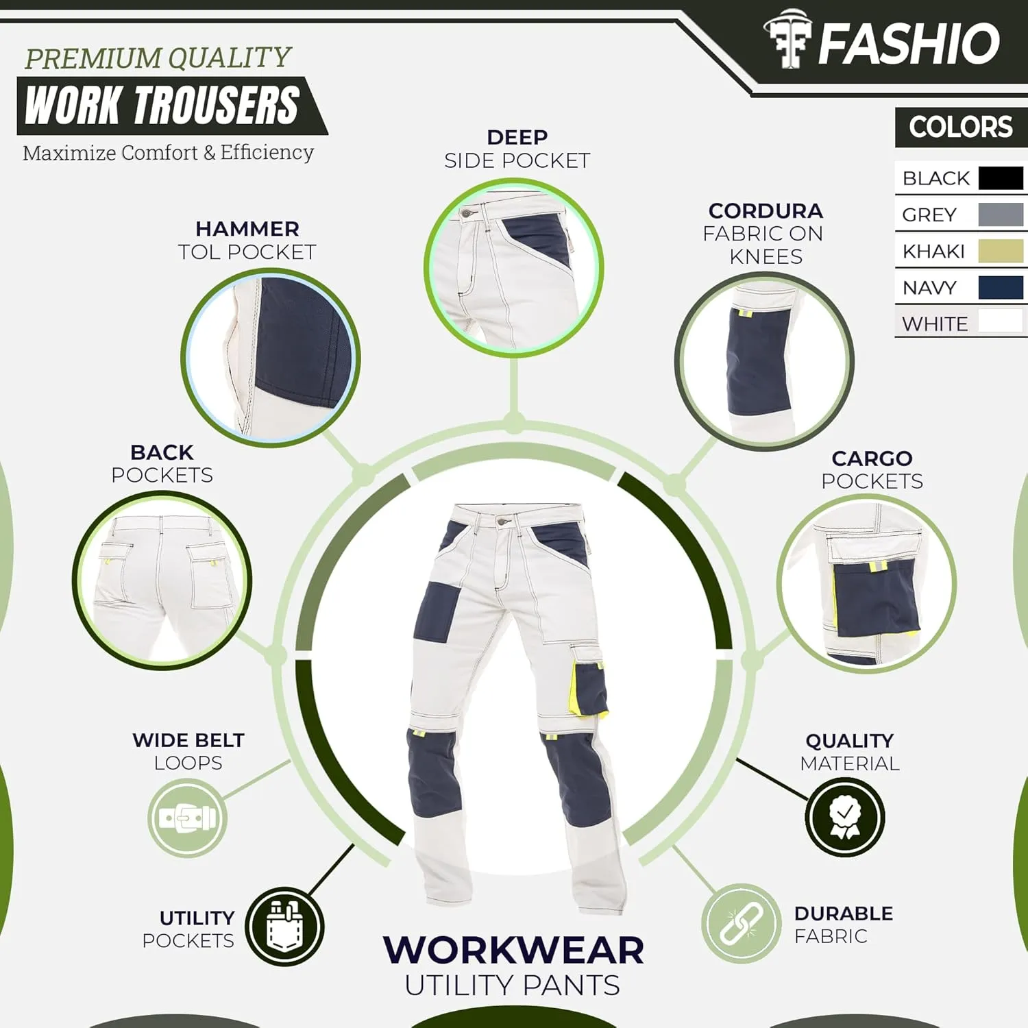 Men's Painter Pants Carpenter Tactical Field Pants Cargo Trousers with Cordura Reinforced Knees Pads & Utility Pockets