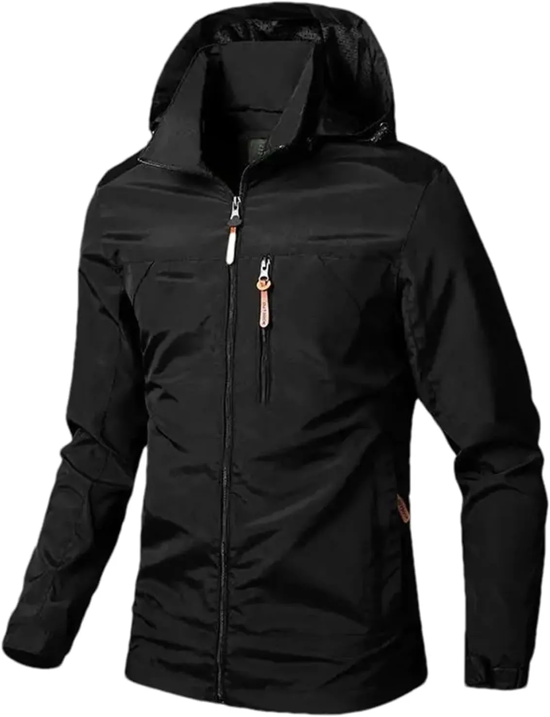 Men's Rain Jacket with Hooded Spring Summer Water Resistant Windbreaker Tactical Hiking Travel Camping Outdoor Raincoat