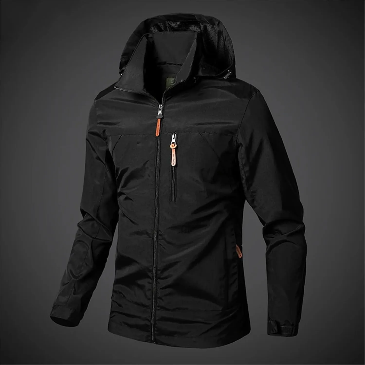 Men's Rain Jacket with Hooded Spring Summer Water Resistant Windbreaker Tactical Hiking Travel Camping Outdoor Raincoat