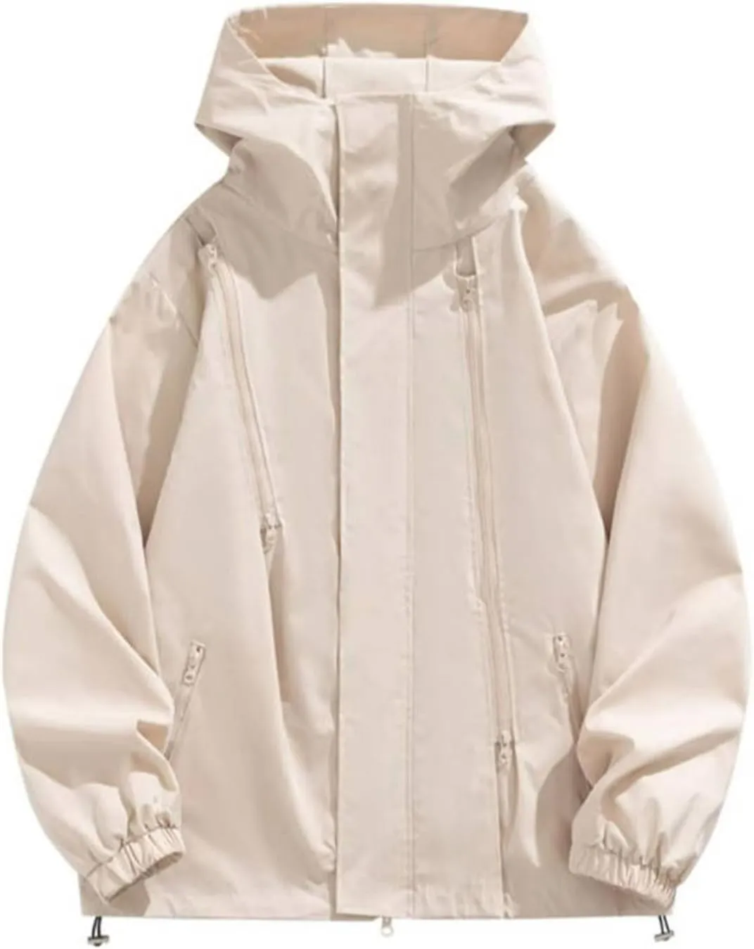 Mens Rain Jackets Waterproof with Hood Lightweight Softshell Raincoat Vintage Soild Zip up Windproof Windbreaker