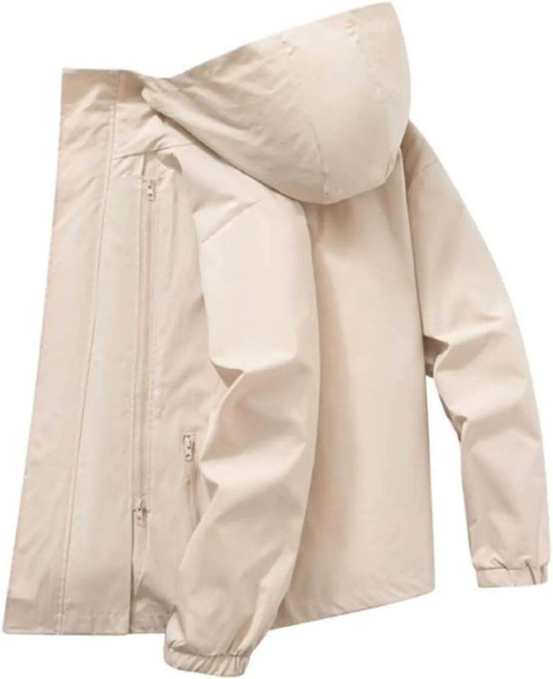 Mens Rain Jackets Waterproof with Hood Lightweight Softshell Raincoat Vintage Soild Zip up Windproof Windbreaker