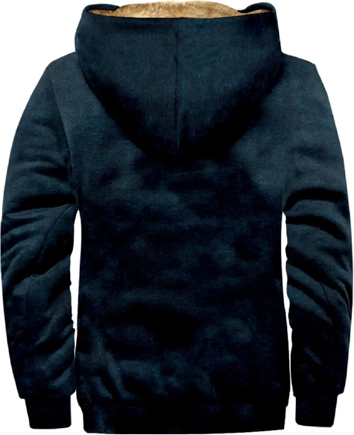 Men's Sherpa Fleece Lined Jackets Winter Warm Thick Zip Big and Tall Sherpa Lined Pullover Drawstring Coats Outwear