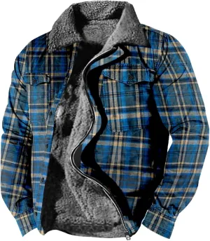 Men's Sherpa Lined Flannel Shirt Jacket Heavy Thick Flannel Plaid Jacket Fleece Lined Jackets Coat for Men
