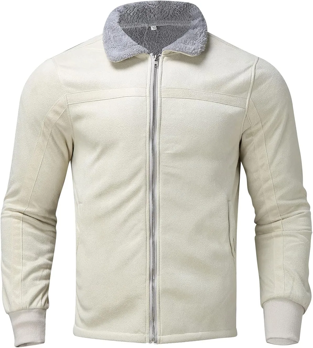 Mens Sherpa Lined Winter Jackets Zip Up Faux Suede Bomber Jacket with Fur Collar Big & Tall Heavyweight Flight Jacket