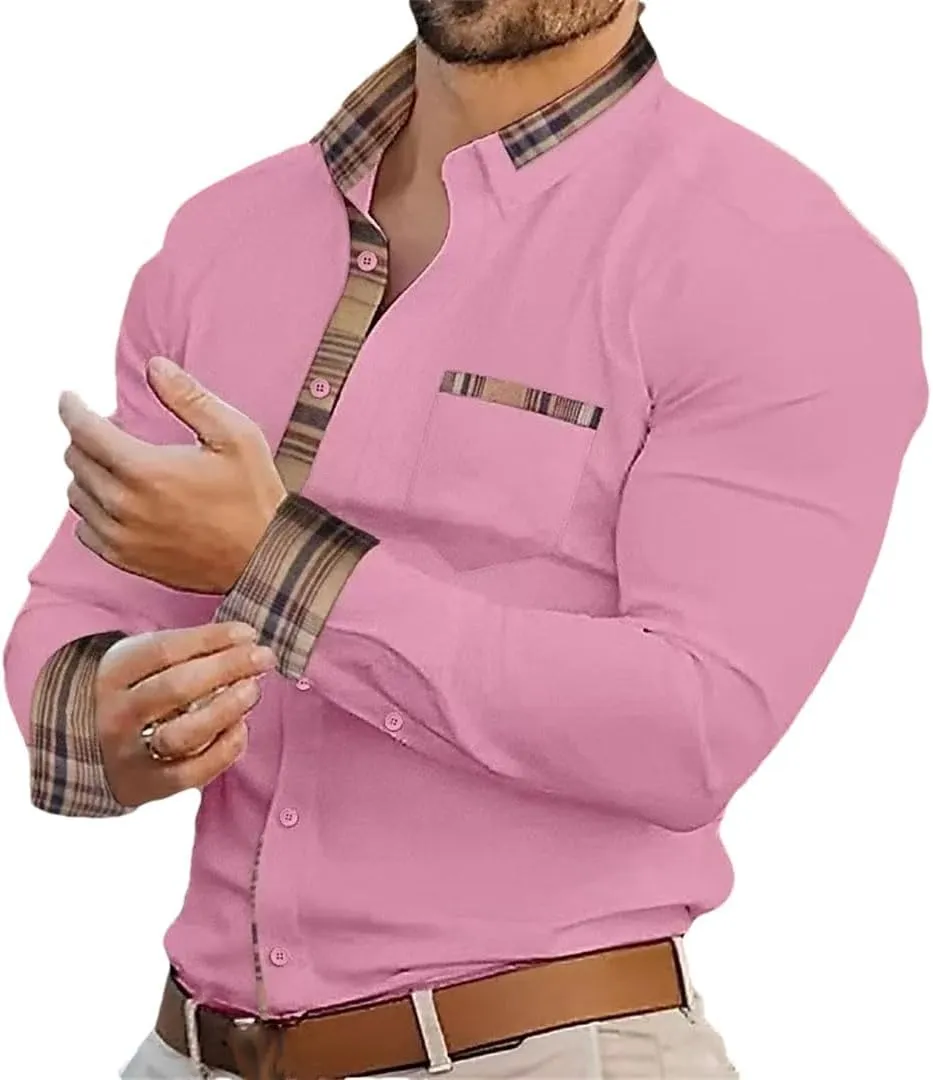 Men's Shirt Men's Printed Casual Buttons Long Sleeved Shirt