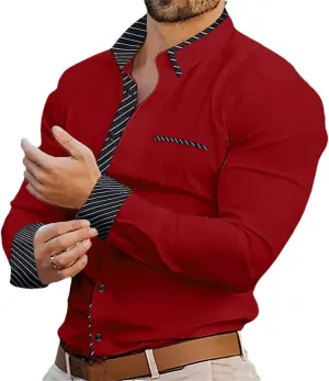 Men's Shirt Men's Printed Casual Buttons Long Sleeved Shirt