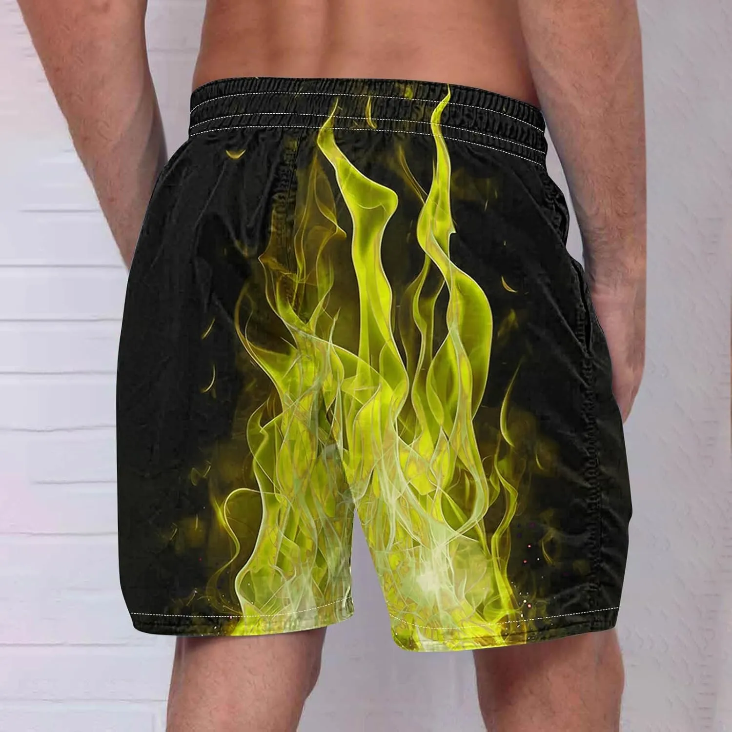 Mens Shorts Casual Low Waisted Drawstring Beach Shorts Lightweight Fashion Print Lounge Shorts Pants with Pocekts