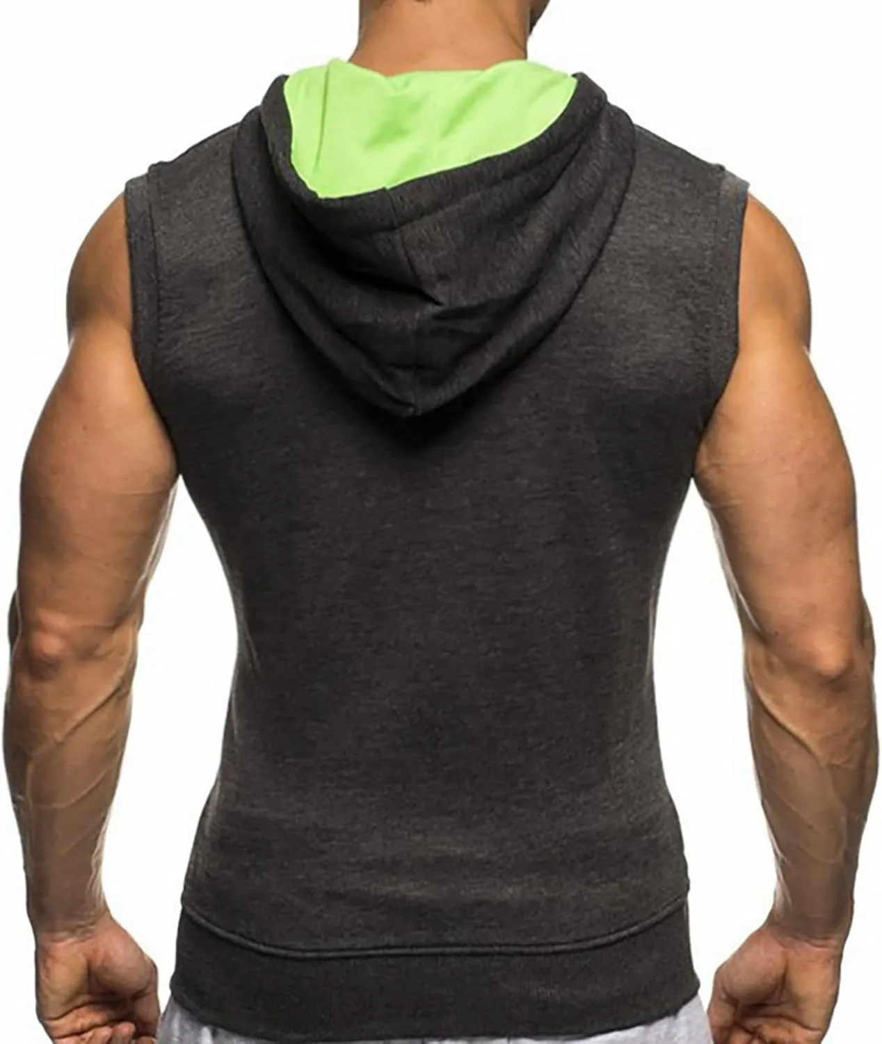 Men's Sleeveless Slim Fit Hoodie Vest Zipper Drawstring Gilet Jacket with Pockets Summer Spring Lightweight Hooded