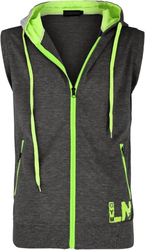 Men's Sleeveless Slim Fit Hoodie Vest Zipper Drawstring Gilet Jacket with Pockets Summer Spring Lightweight Hooded