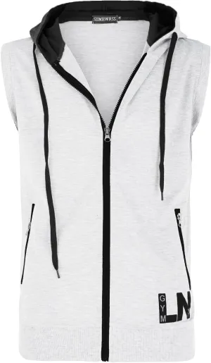 Men's Sleeveless Slim Fit Hoodie Vest Zipper Drawstring Gilet Jacket with Pockets Summer Spring Lightweight Hooded