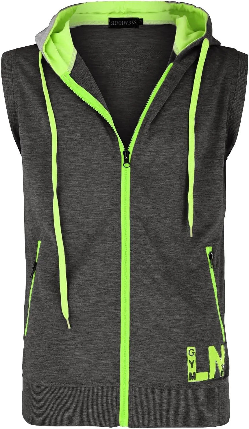 Men's Sleeveless Slim Fit Hoodie Vest Zipper Drawstring Gilet Jacket with Pockets Summer Spring Lightweight Hooded