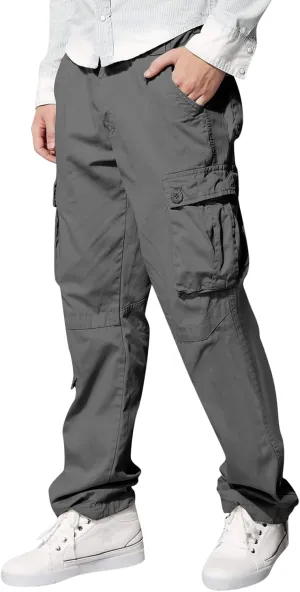 Men's Straight Cargo Pants Baggy Mulit Pockets Sweatpants Casual Loose Fashion Sport Jogger Trousers