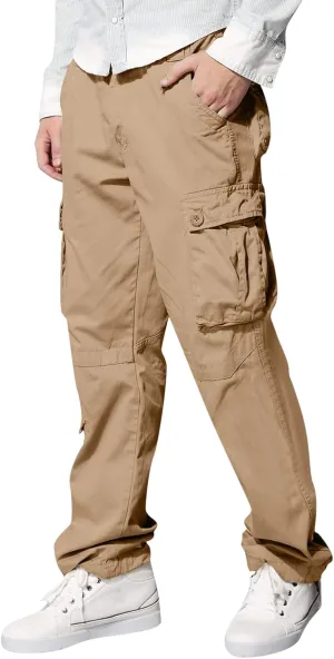 Men's Straight Cargo Pants Baggy Mulit Pockets Sweatpants Casual Loose Fashion Sport Jogger Trousers