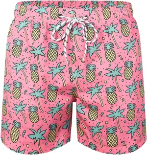 Mens Summer 3D Printed Hawaiian Shorts Drawstring Quick Dry Breathable Beach Pants with Mesh Liner Casual Funny Swim Trunks