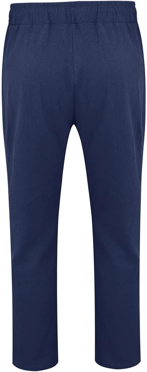 Men's Summer Beach Linen Pants Lightweight Casual Pants Elastic Waist Drawstring Trousers Outdoor Vacation Slacks
