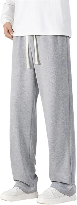 Men's Sweatpants Loose Fit Wide Leg Hip Hop Joggers Track Pants Athletic Drawstring Waist Flared Pants with Pockets