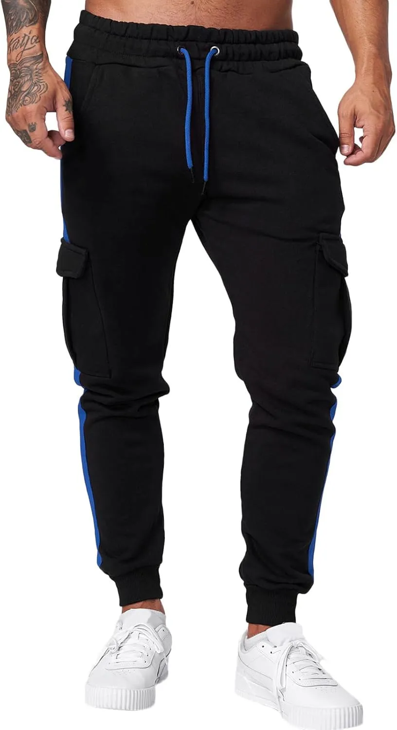 Mens Sweatpants with Pockets Drawstring Men's Outdoor Work Military Tactical Pants Lightweight Rip-Stop Casual Cargo