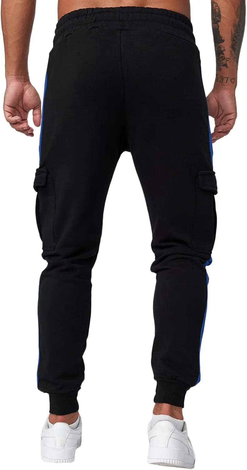 Mens Sweatpants with Pockets Drawstring Men's Outdoor Work Military Tactical Pants Lightweight Rip-Stop Casual Cargo