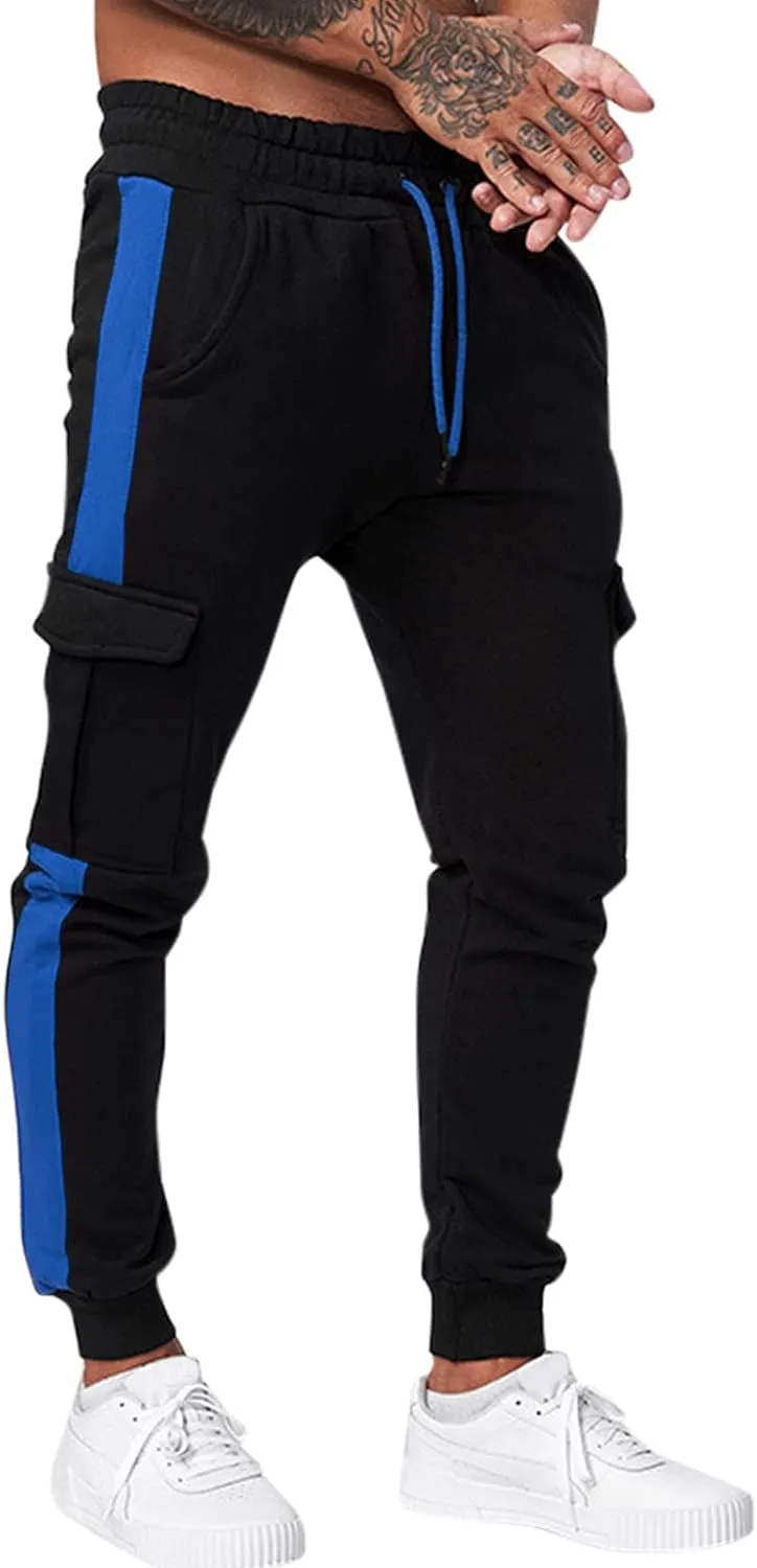 Mens Sweatpants with Pockets Drawstring Men's Outdoor Work Military Tactical Pants Lightweight Rip-Stop Casual Cargo