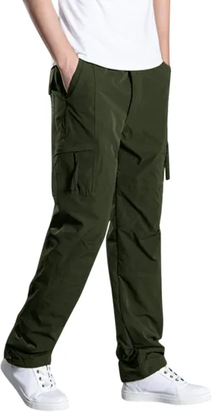 Mens Sweatpants Zipper Fly Cotton Casual Cargo Work Pants Relaxed Fit Baggy Travel Hiking Trouser Multi Pockets