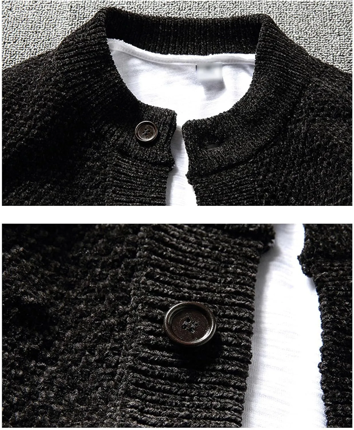 Men's Vintage Crew Neck Cardigan Sweater Long Sleeve Button Down Knitwear with Pocket Comfort Chunky Sweater Coat