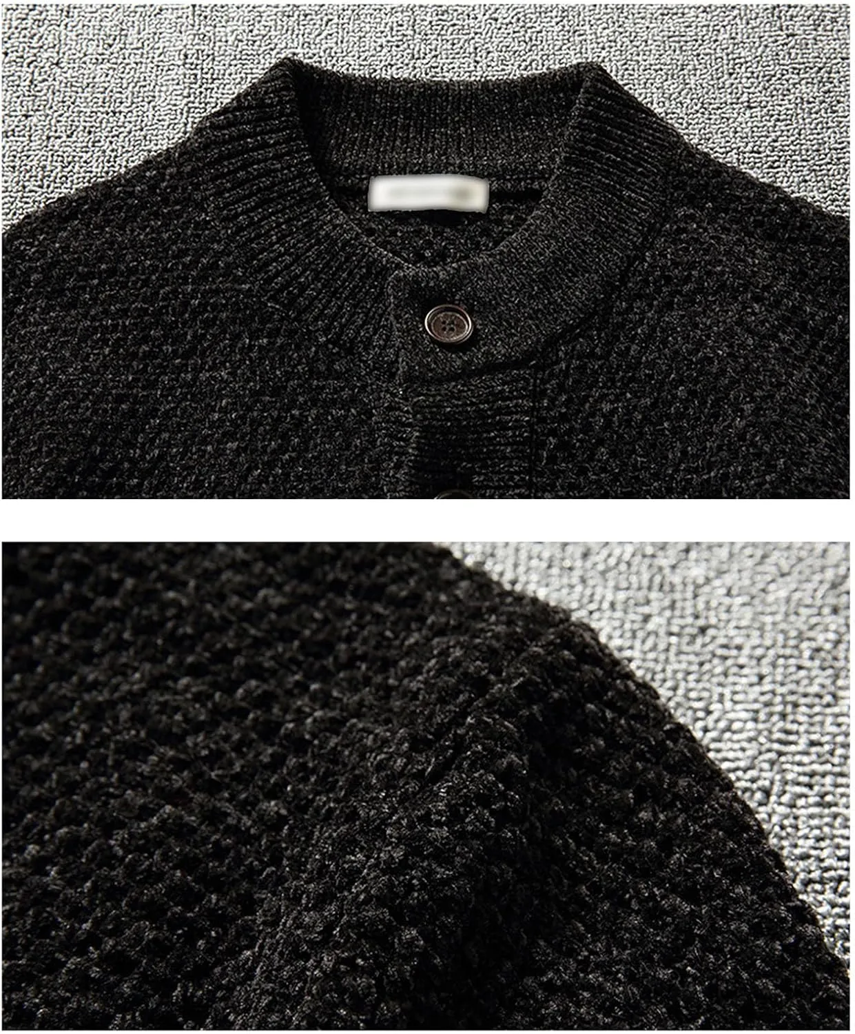 Men's Vintage Crew Neck Cardigan Sweater Long Sleeve Button Down Knitwear with Pocket Comfort Chunky Sweater Coat