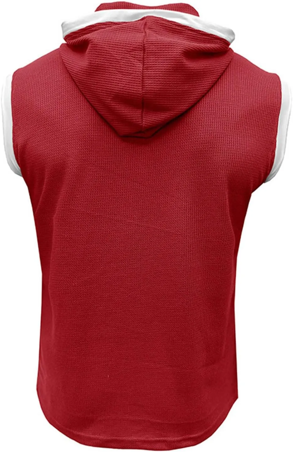 Men's Waffle Workout Hooded Tank Tops Button Down Sleeveless Gym Hoodies Color Block Training Athletic Muscle Pullover