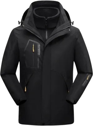 Men's Waterproof Softshell Jacket Lightweight Hooded Raincoat with Zipper Pockets for Outdoor Hiking