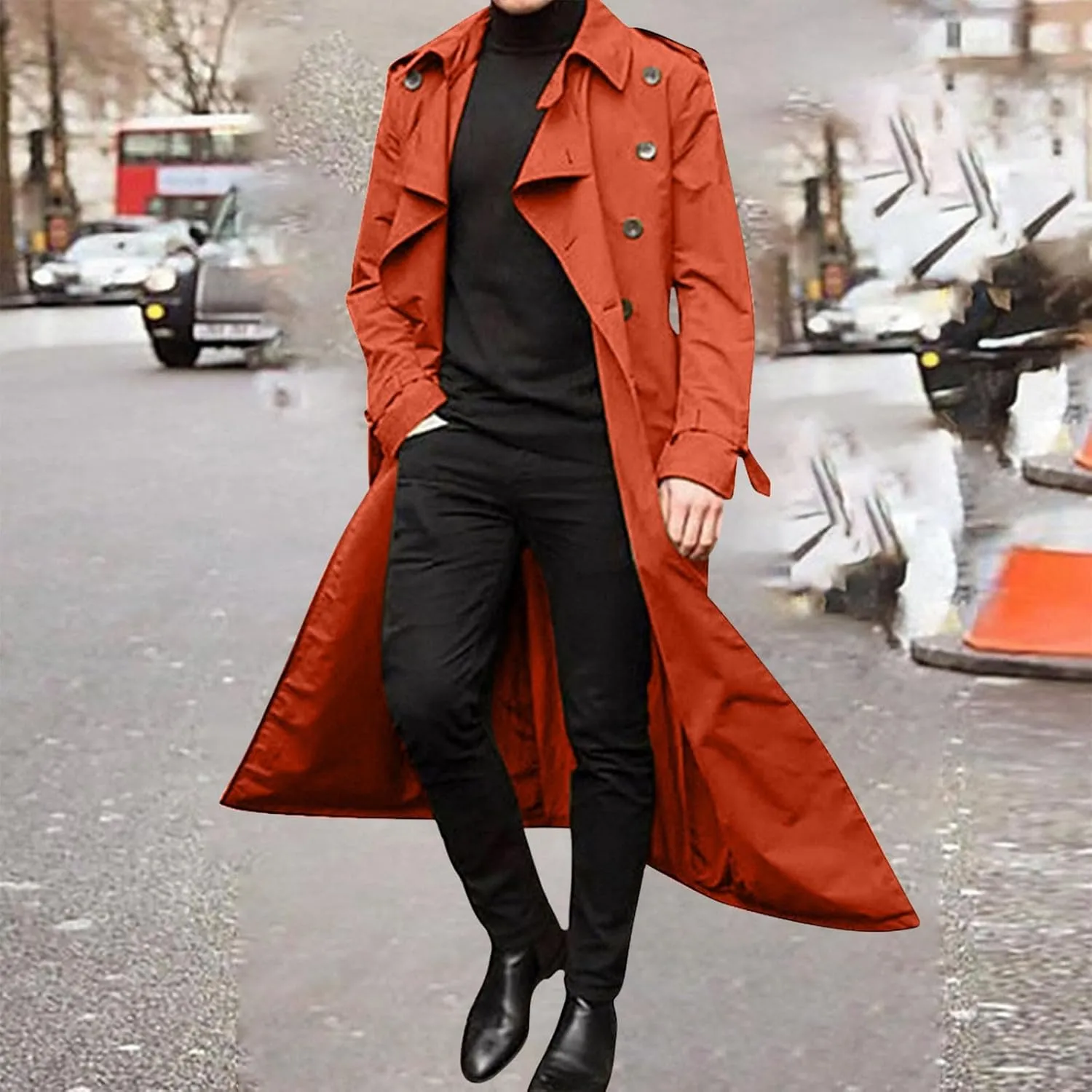Men's Winter Fashion Easy Solid Color Warm Lapel Coat Business Casual Coat,2024 Trendy Big and Tall Mens Fall Warm