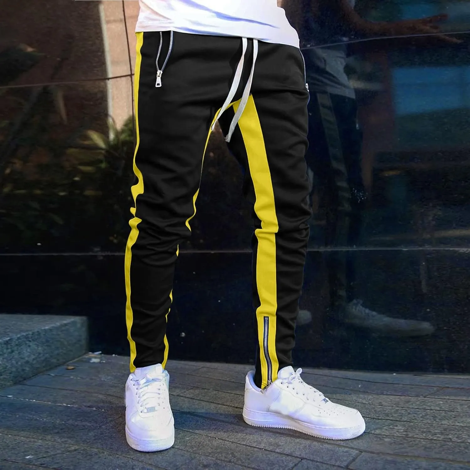 Mens Workout Cargo Sweatpants Baggy Big and Tall Jogger Sweatpants Cargo Joggers for Men Stretch Relaxed Fit Elastic