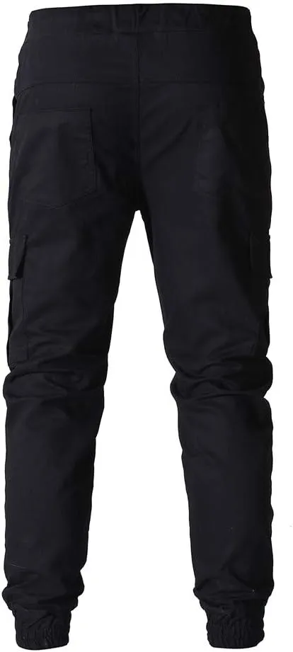 Mens Workout Cargo Sweatpants Cargo Sweatpants Elastic Waist Drawstring Straight Leg Athletic Trousers Baggy Jogger