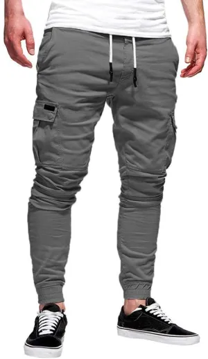 Mens Workout Cargo Sweatpants Cargo Sweatpants Elastic Waist Drawstring Straight Leg Athletic Trousers Baggy Jogger