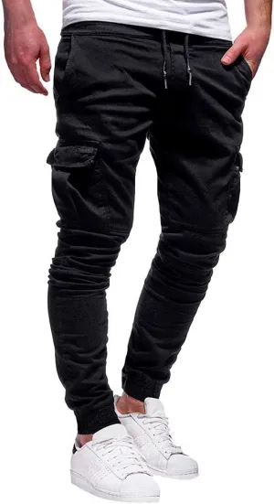 Mens Workout Cargo Sweatpants Cargo Sweatpants Elastic Waist Drawstring Straight Leg Athletic Trousers Baggy Jogger