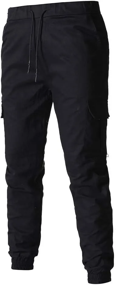 Mens Workout Cargo Sweatpants Cargo Sweatpants Elastic Waist Drawstring Straight Leg Athletic Trousers Baggy Jogger