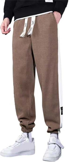 Mens Workout Cargo Sweatpants Casual Pants Slim fit with Zipper Pockets Men's Fleece Lined Pants Water Resistant Warm
