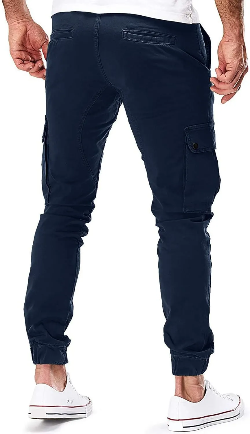 Mens Workout Cargo Sweatpants for Men Heavyweight Cargo Fleece Stretch Elastic Waist Jogger Sports Pants Drawstring